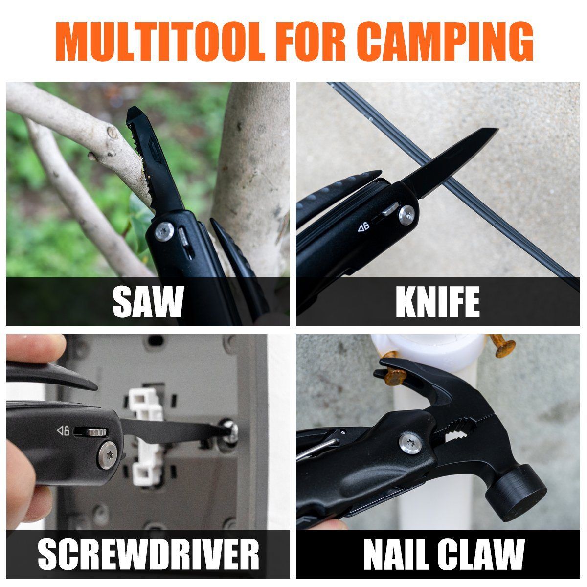 Saker Multi-Functional 12 in 1 Mini Hammer Camping Gear Survival Tool