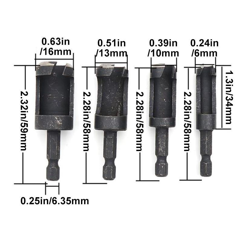 Wood Plug Drill Set(4pcs)