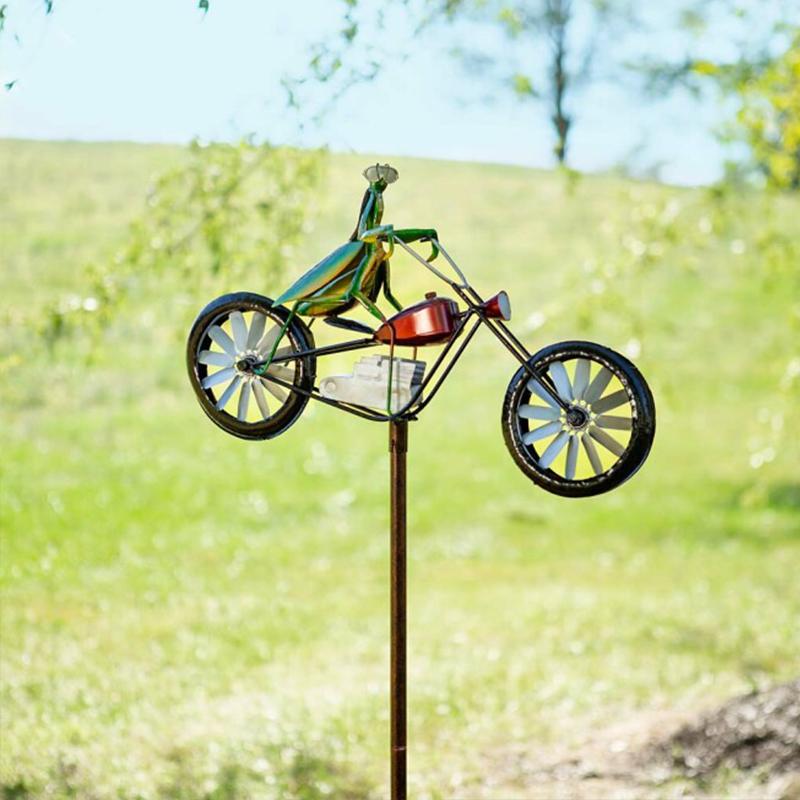 Frogs on a Vintage Bicycle Metal Wind Spinner