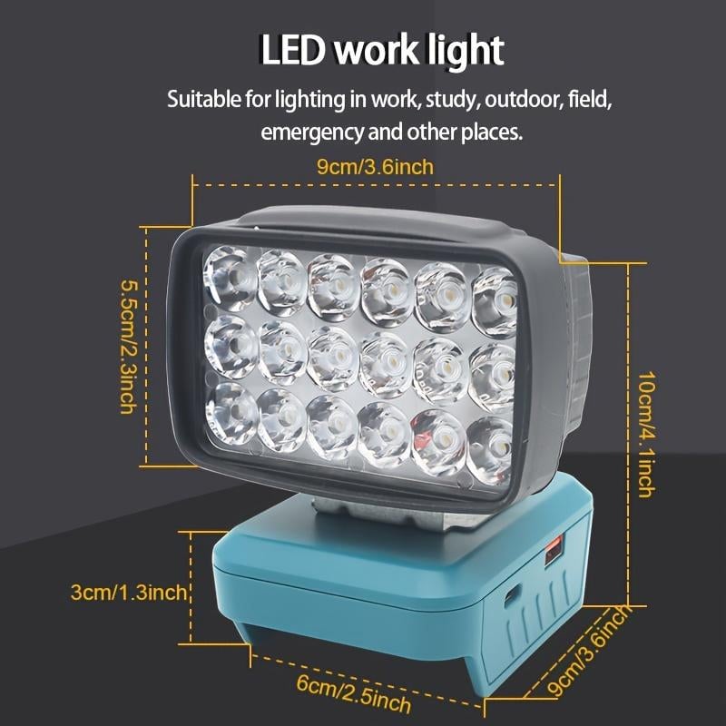 （Batteries not included）Lithium Battery LED Work Light
