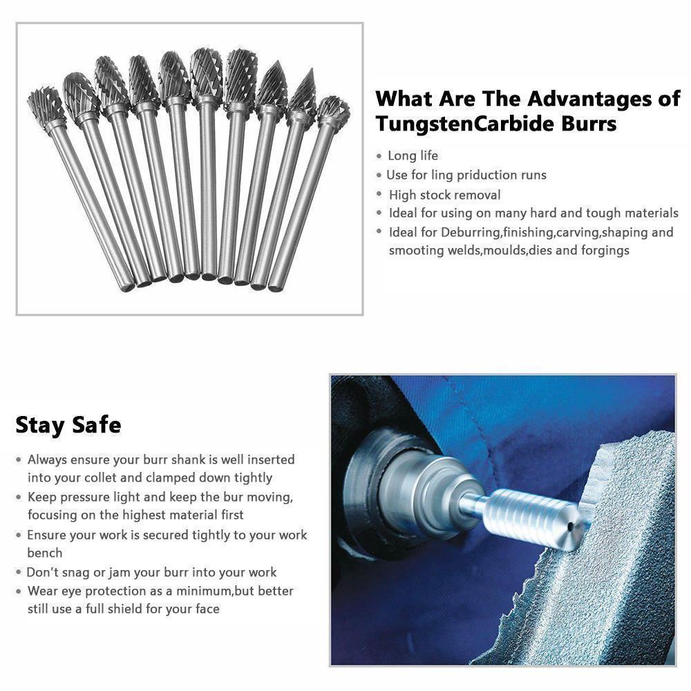 10pcs Double Cut Carbide Rotary Burr Set🔥🔥🔥