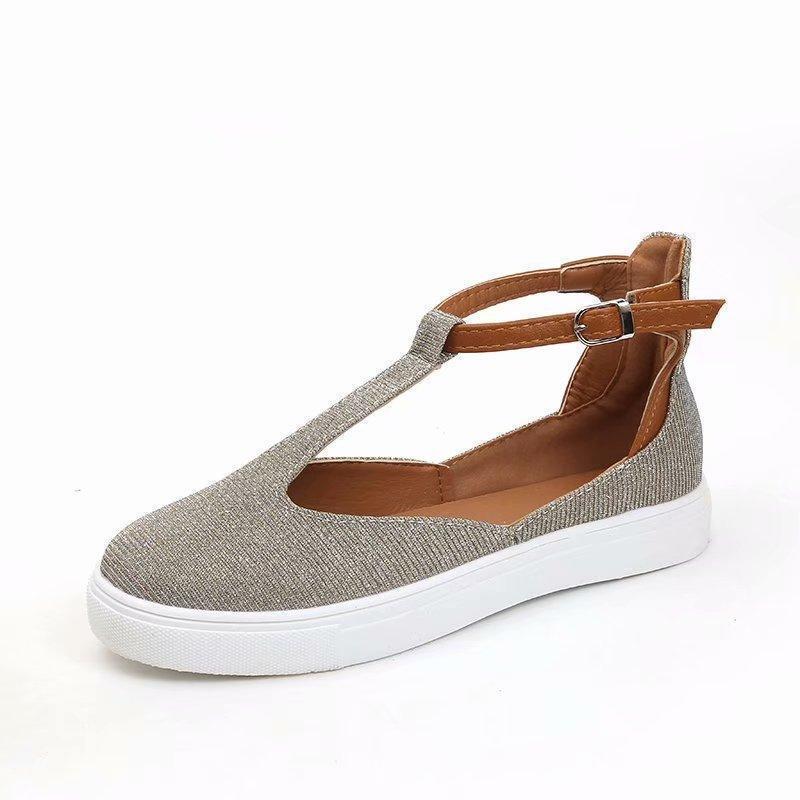 Women Flats Shoes Autumn Rome Style Buckle Strap Casual