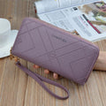 Women Double Zipper Leather Brand Retro Long Wallet